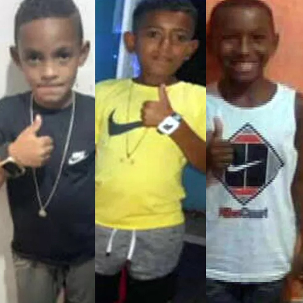 Lucas Matheus, 8 anos; Alexandre da Silva, 10 anos; e Fernando Henrique, 11 anos, desapareceram no dia 27 de dezembro  — Foto: Reprodução