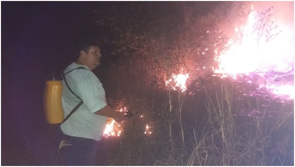 Moradores da Fazenda Serrania ajudam a combater incêndio no Parque Altamiro