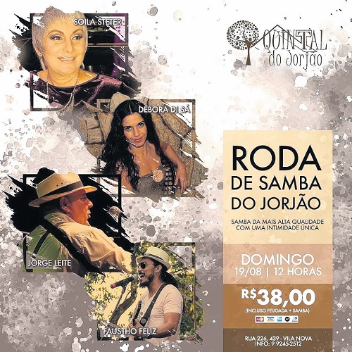 ‘Roda de Samba’ trará o melhor do gênero musical no Quintal do Jorjão