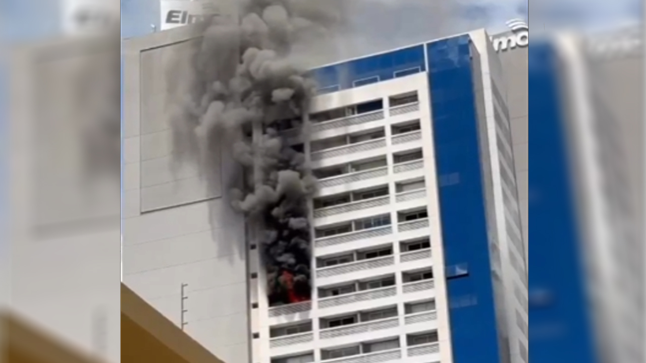 Incêndio em prédio comercial de Aparecida de Goiânia deixa um ferido