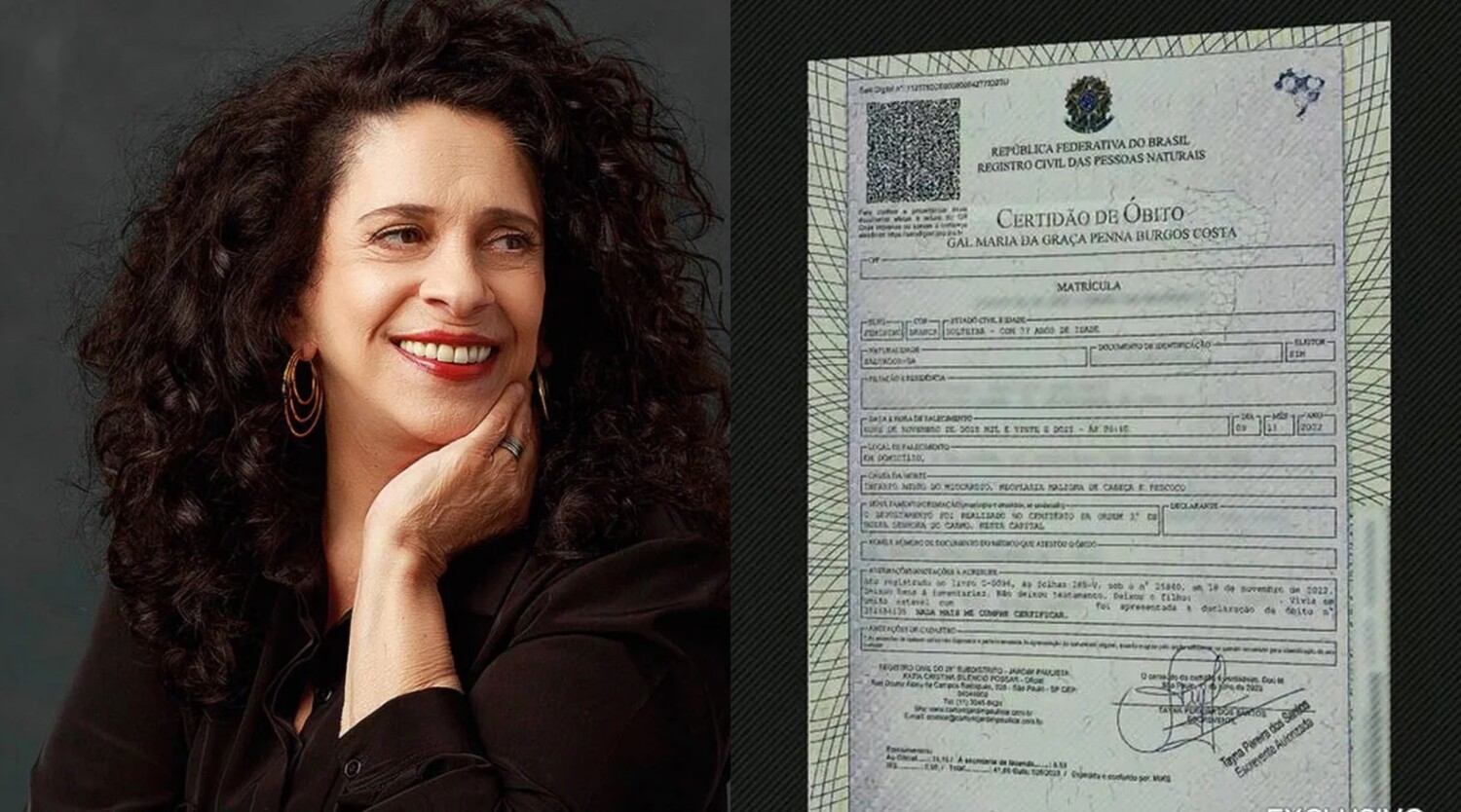 Em meio a polêmicas com viúva, certidão de óbito revela a verdadeira causa da morte de Gal Costa