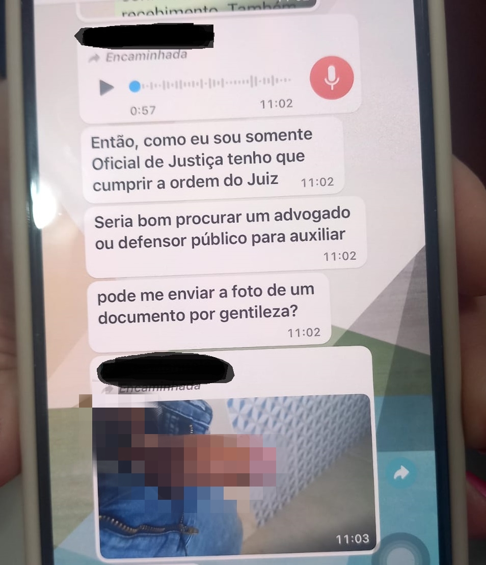 Oficial de Justiça recebe foto de pênis ao solicitar documentos a homem