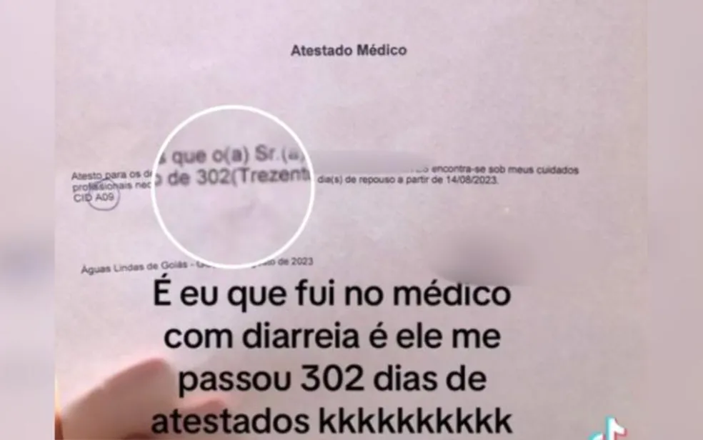 Erro médico inusitado: Jovem recebe atestado de 302 dias e viraliza na internet