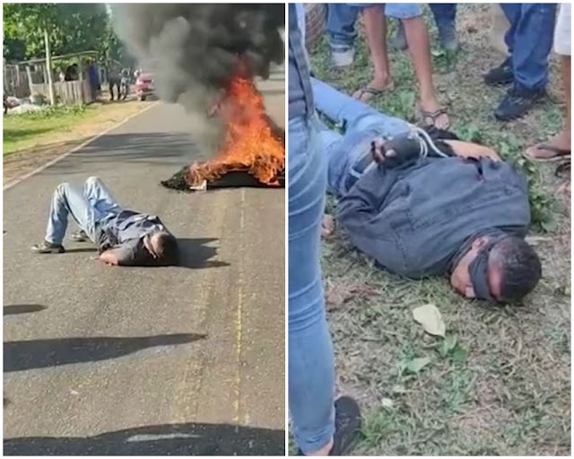 PM é amarrado durante protesto