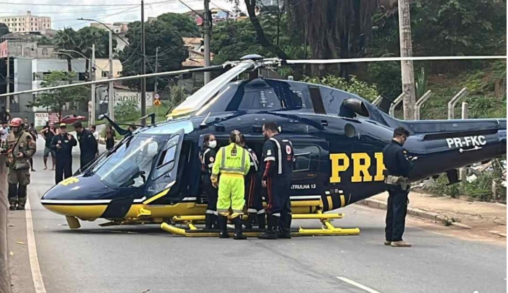 Helicóptero da PRF faz pouso forçado durante resgate