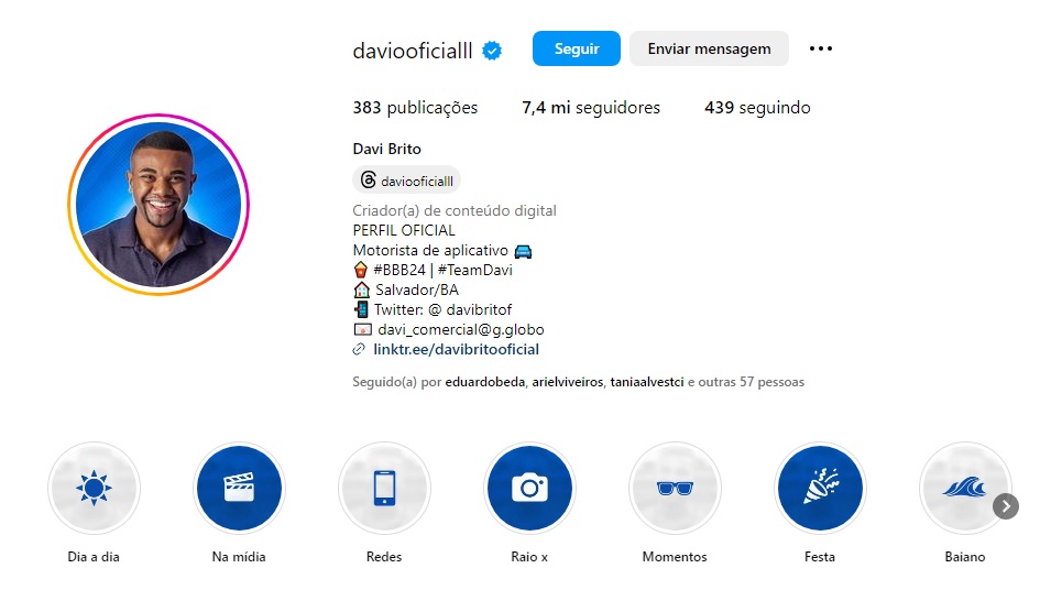 'BBB 24': Davi ultrapassa 7 milhões de seguidores