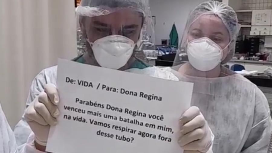 Paciente recebe mensagem de apoio de fisioterapeuta