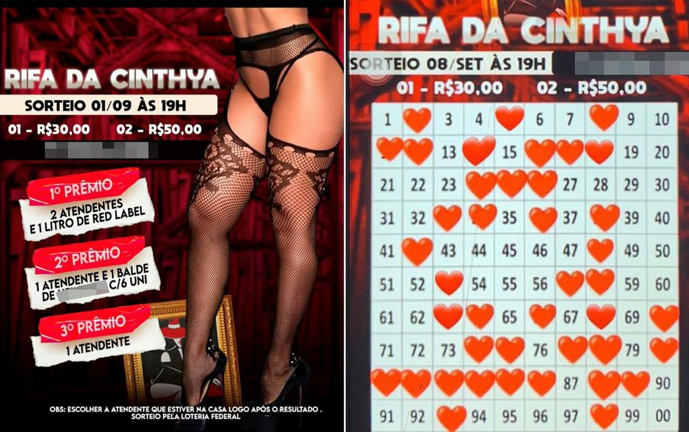 Rifa de sorteava programas sexuais em Salvador — Foto: Reprodução/Redes sociais