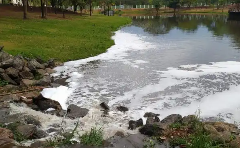 Goiânia: poluentes cobrem parte do lago do Parque Cascavel