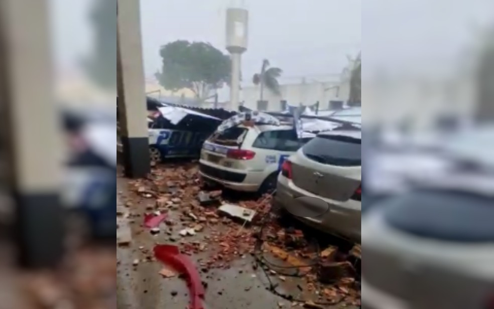 Luziânia: Teto de batalhão da PM desaba durante temporal