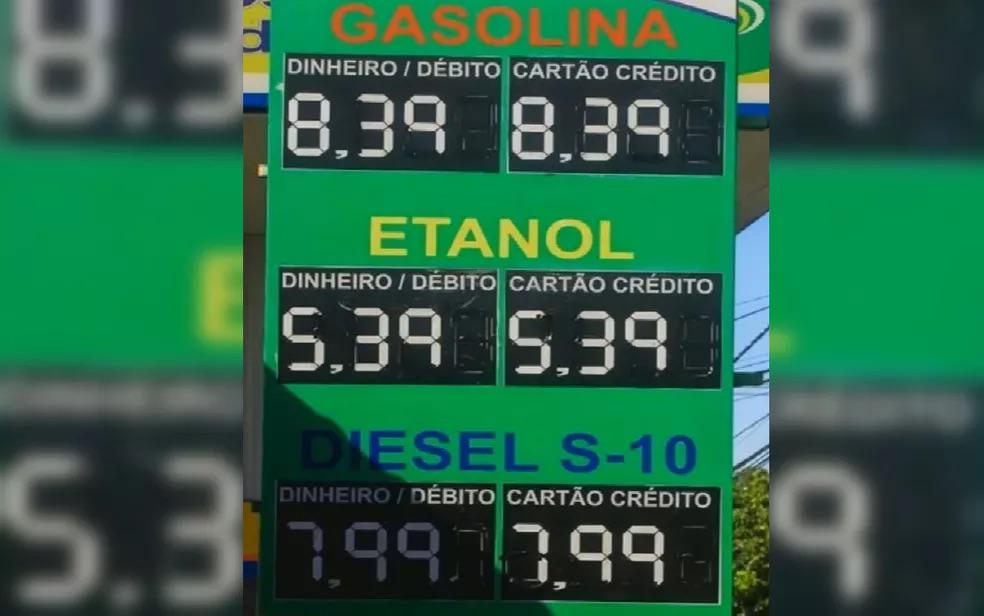 Preço da gasolina chega a R$ 8,39 em Goiânia após reajustes dos preços