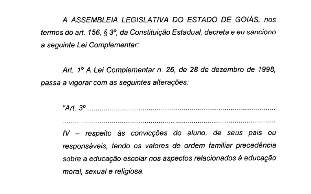 Projeto que proíbe ‘ideologia de gênero’ nas escolas de Goiás é aprovado