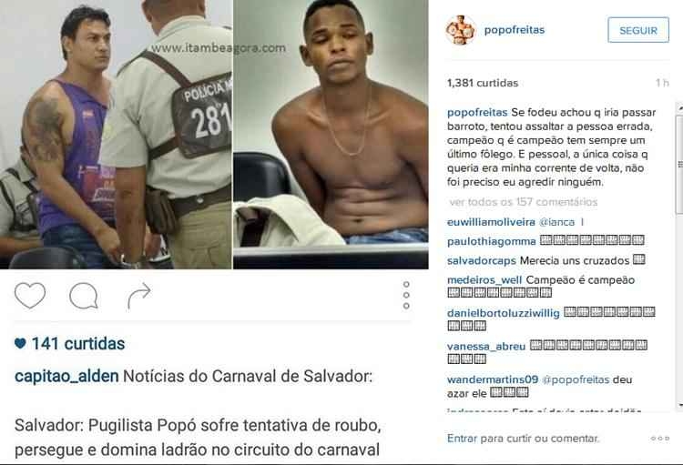 Popó persegue ladrão em carnaval de Salvador