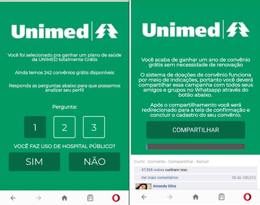 Golpe no WhatsApp oferece um ano de plano de saúde gratuito