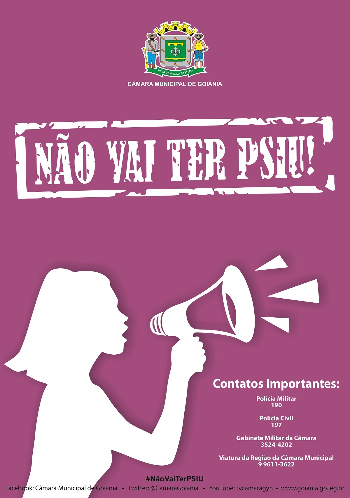 Após casos de assédio e tentativa de estupro, Câmara Municipal inicia a campanha “Não Vai Ter PSIU!”