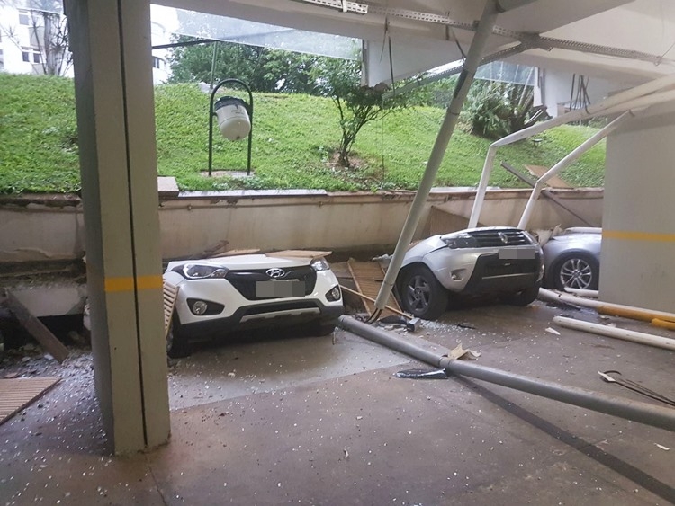 Piso de garagem desmorona e esmaga cerca de 25 carros, em Brasília 