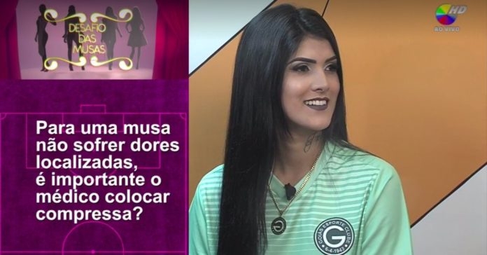 Perguntas de teor sexual durante programa de TV constrangem musa do Goiás