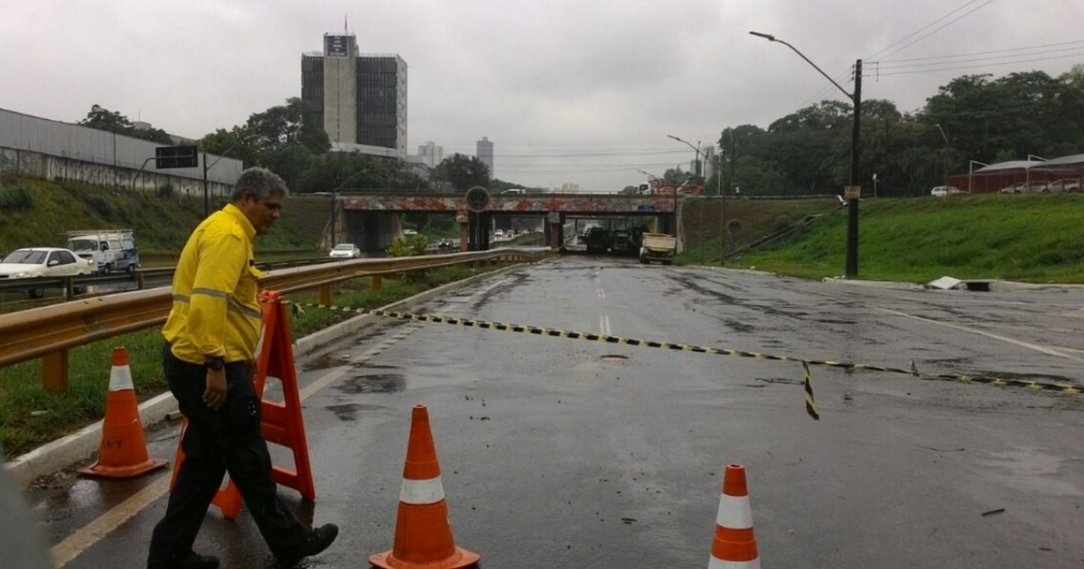 Queda de árvore e de fiação elétrica interdita trecho da Marginal Botafogo