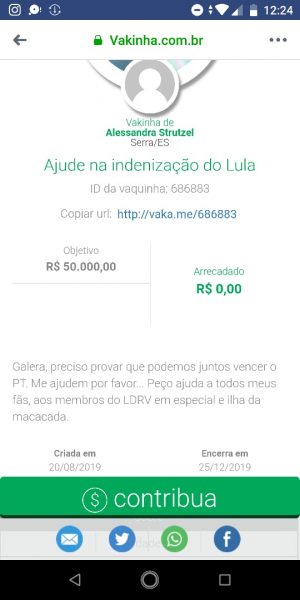 Blogueira não conseguiu arrecada nenhum dinheiro até agora